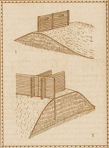 Столбовая конструкция стен оборонительных сооружений